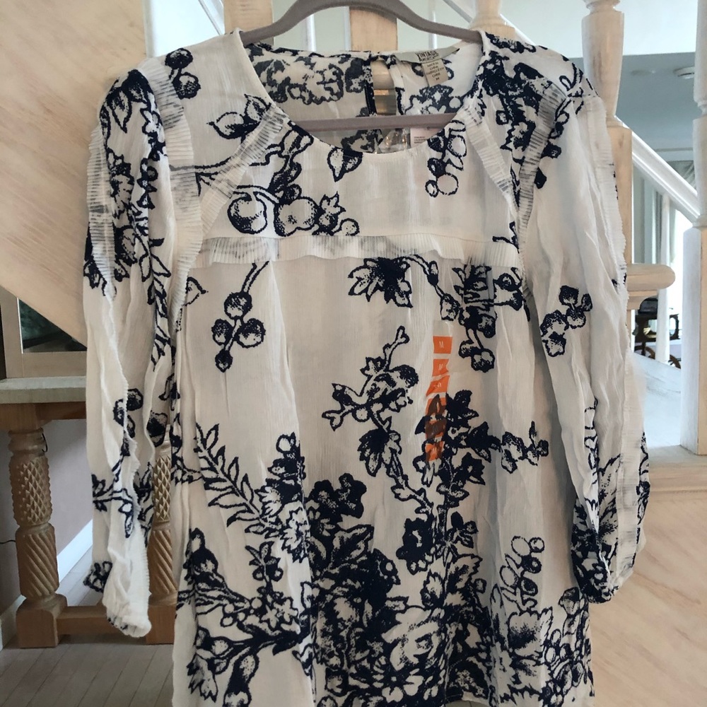 Vintage America white & navy top